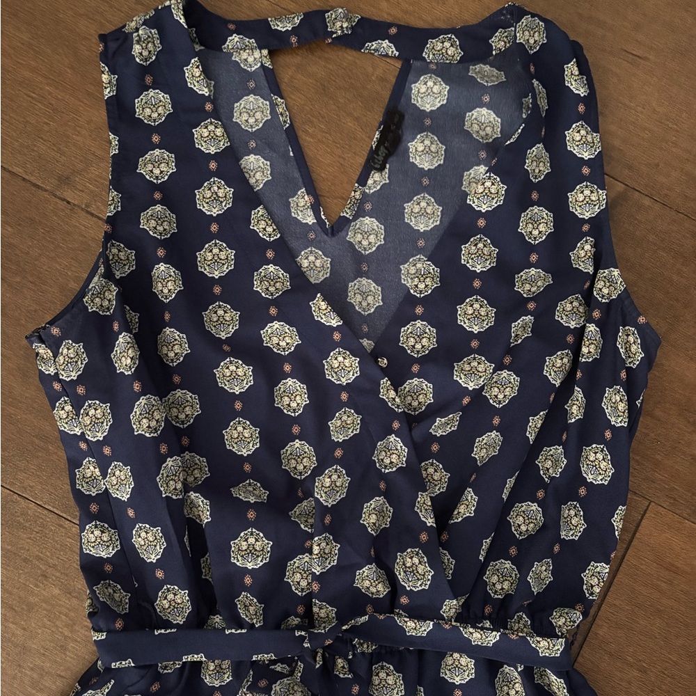Navy Patterned Romper - Picture 2 of 4